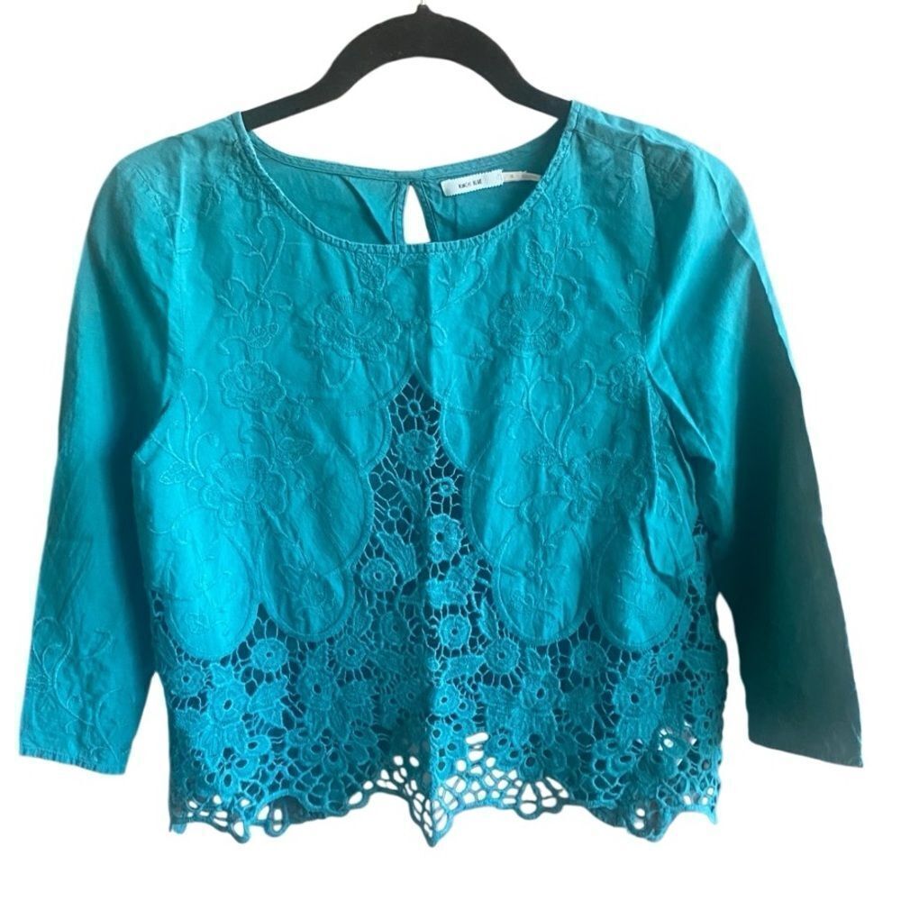 ⭐️CLEARANCE Kimchi Blue by Teal Crocheted Lace Open Back Top. Small
